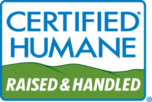 Certified humane label for better than conventional marketed products.