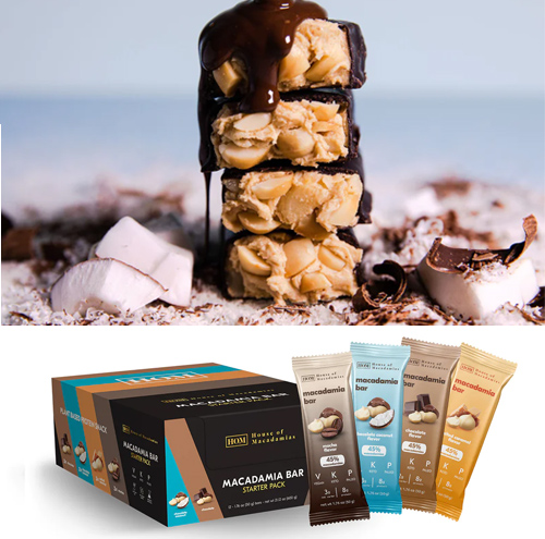 House of Macadamia Nut Bars - Coconut, Salted Caramel, Chocolate, and Mocha Flavors are a Healthy Antioxidant Packed Snack!