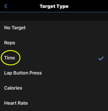 Garmin Workout Setup - Change Target Type